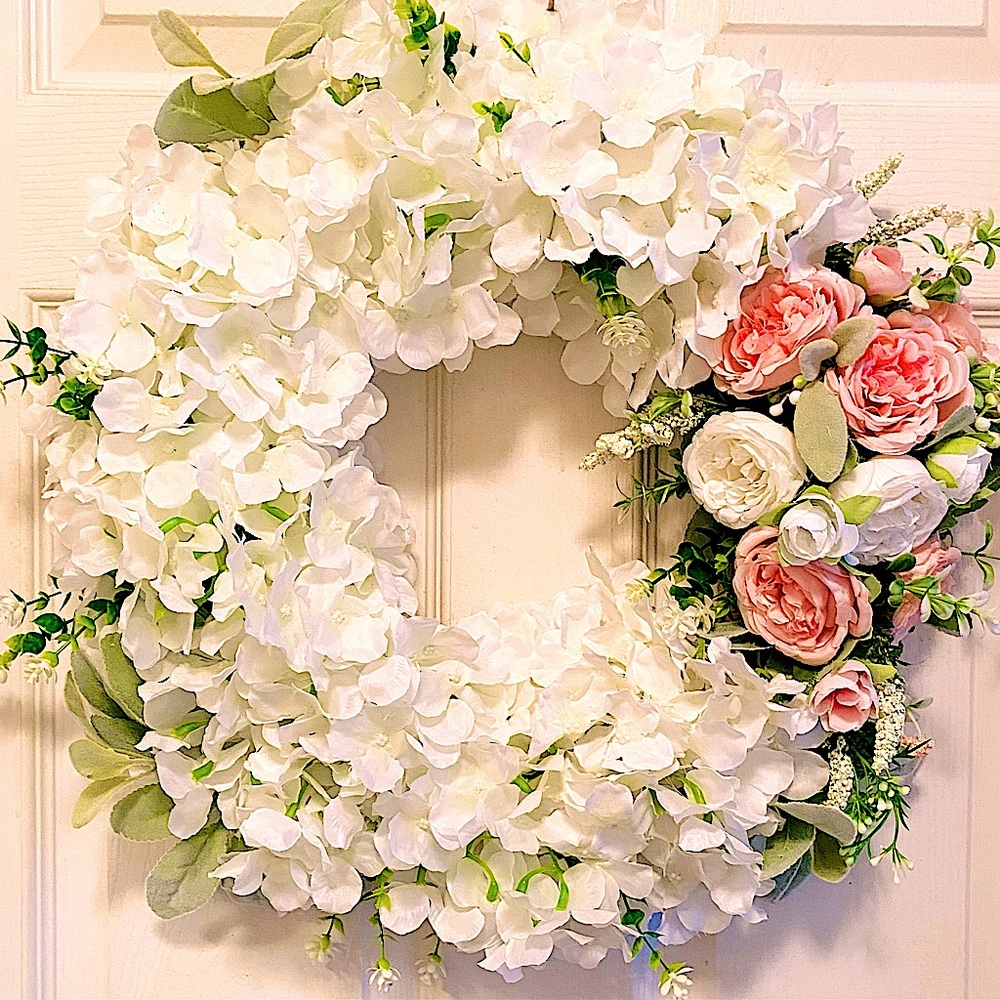 Handmade Spring Hydrangea Wreath/Floral Wreath/ Mother’s Day Wreath